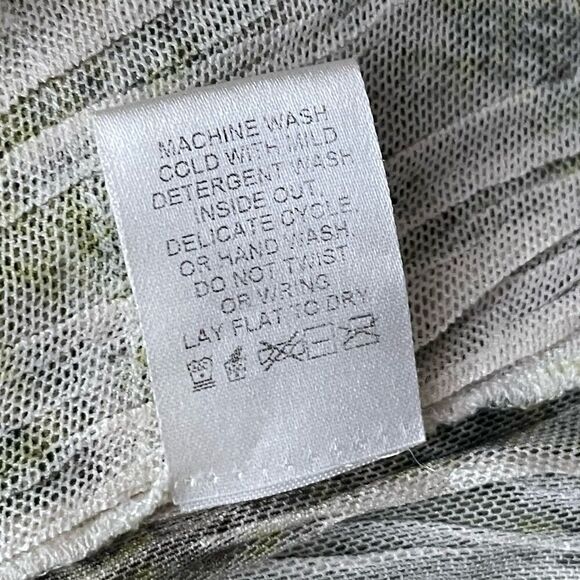 KOMAROV Crinkle Mesh Long Sleeve Shirt Medium Beige Green Retro Blouse Career - Picture 4 of 9